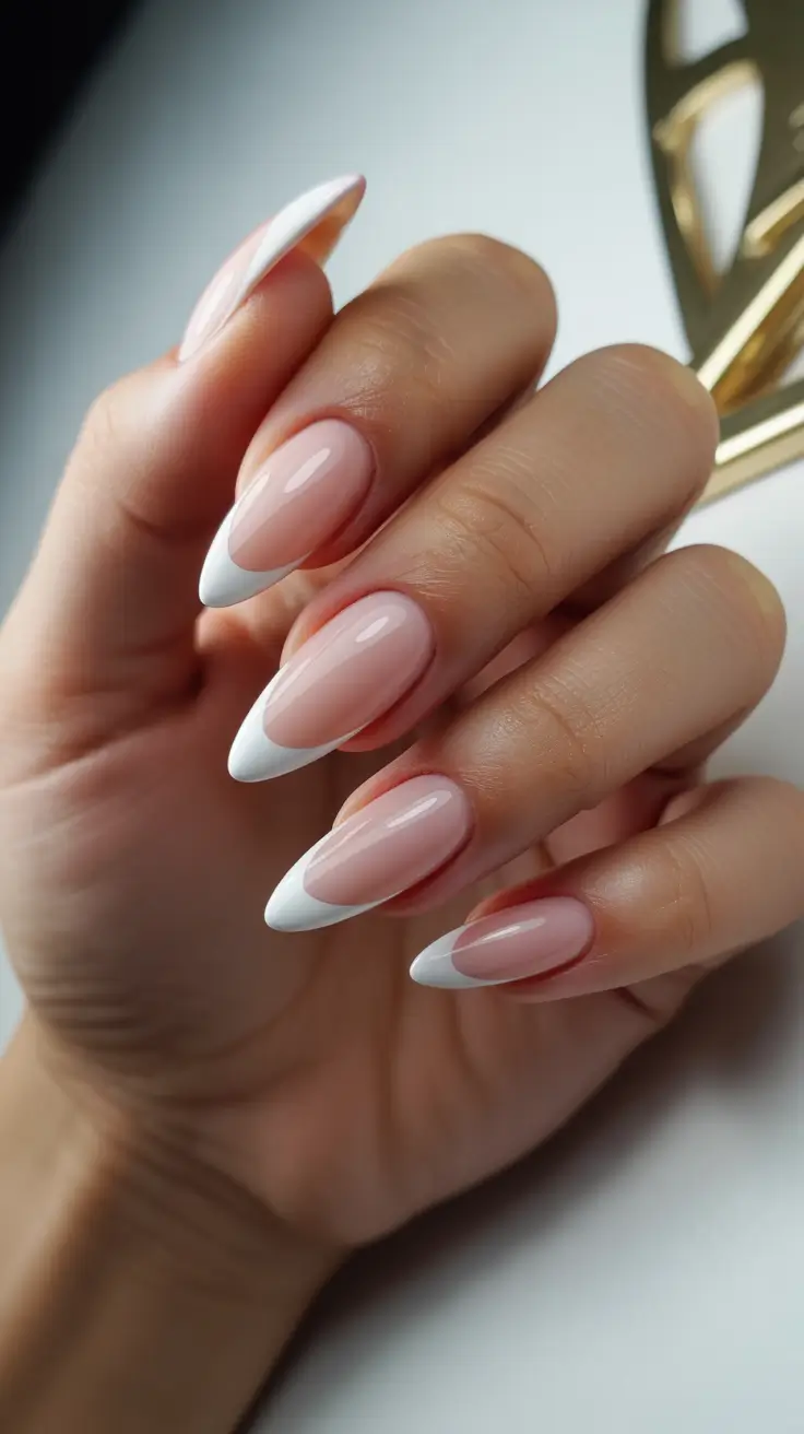 vintage spring gel nails fashion 2026 Elegant Vintage French Tip Almond Nails for Timeless Spring Style