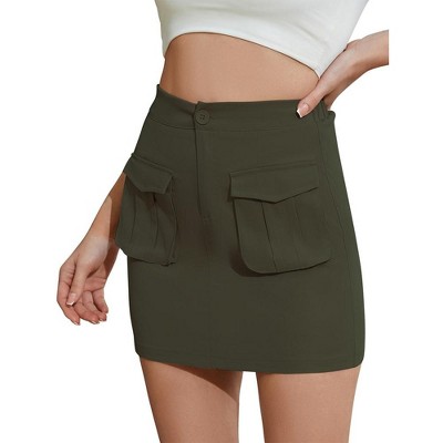 Women's Bodycon Stretchy Cargo Mini Skirt with Pockets