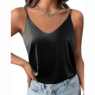 Ekouaer Women's Silk Satin V-Neck Camisole Tank Tops