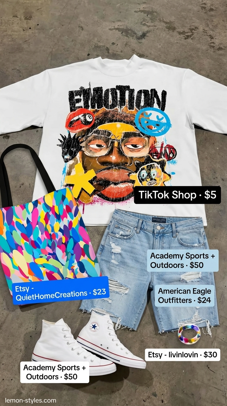 Creative Campus Stroll: How to Wear Denim Biker Shorts Playfully