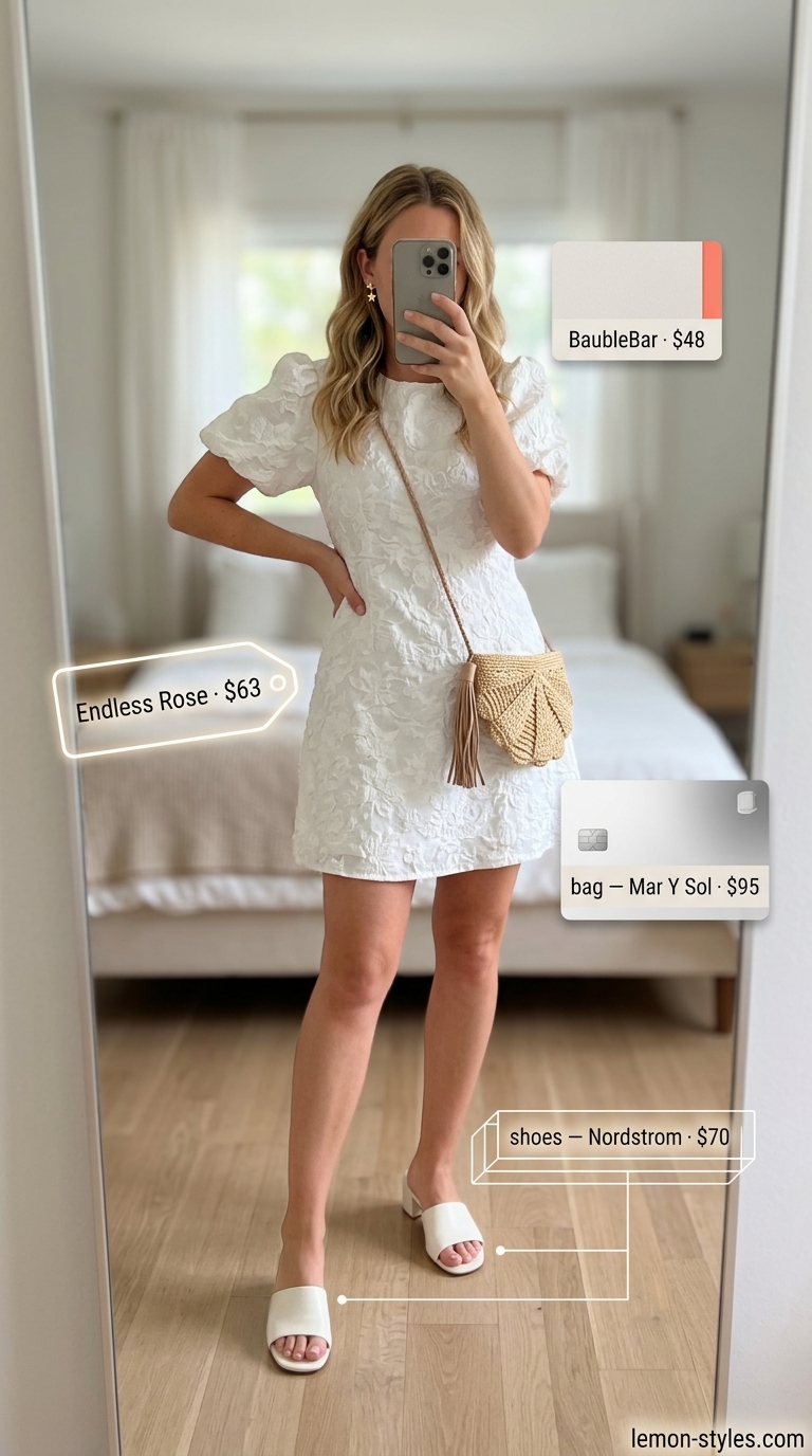 Chic date outfits summer for women 2026: Floral mini dress with mules for a playful park picnic date.