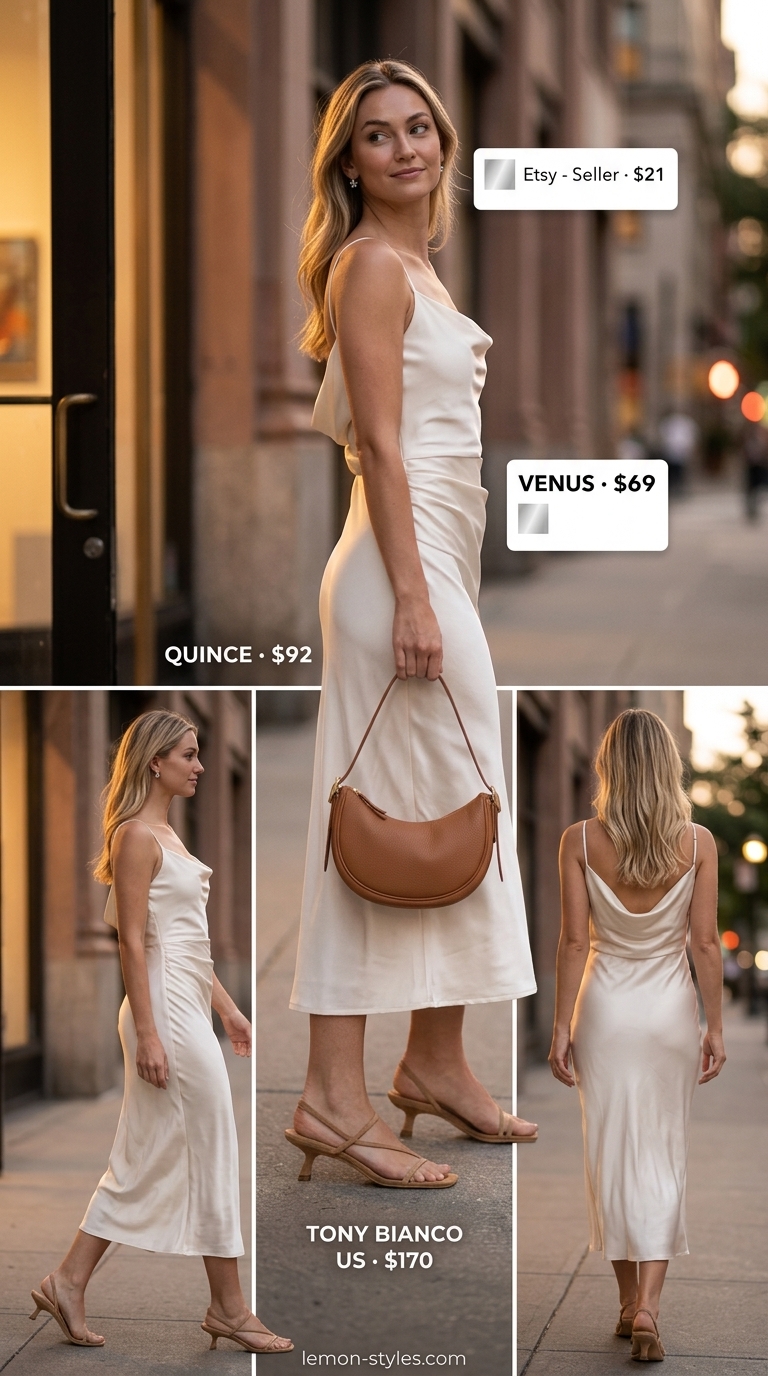 Minimalist Summer Linen Dresses 2026: Ivory Slip Dress Ivory linen slip dress for minimalist city escape summer outfits 2026.