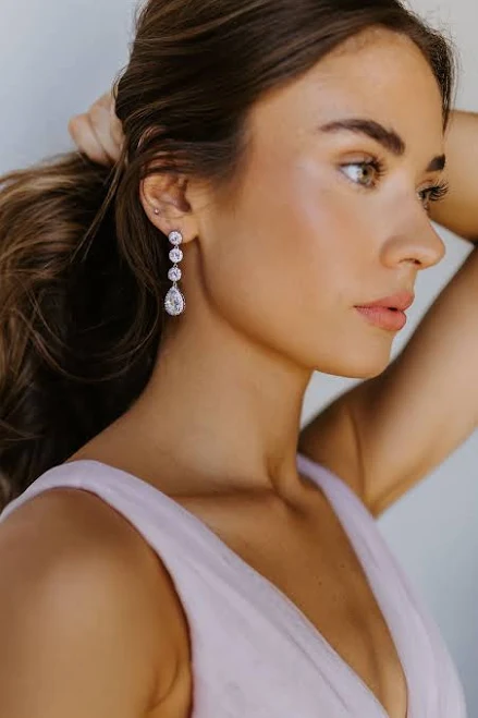 accessory 14K Gold Crystal Drop Earrings Untamed Petals $40