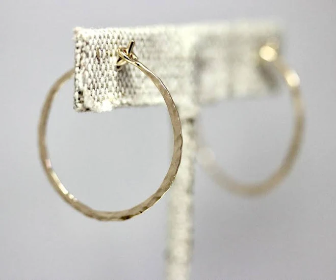 accessory 14K Gold Filled Hammered Texture Hoop Earrings Etsy - tinysparklestudio $23.75