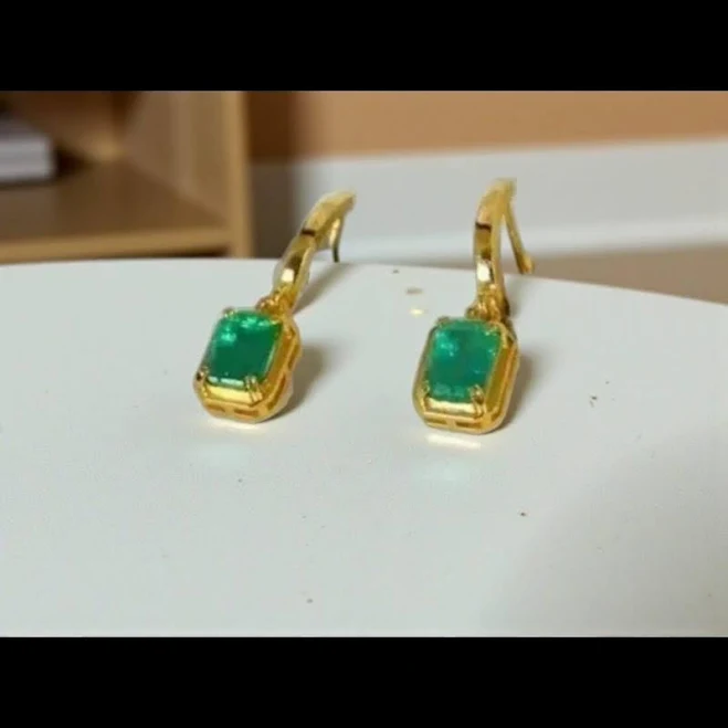 accessory 14K Gold or Silver Emerald Cut Dangle Drop Earrings Etsy - Seller $125.3