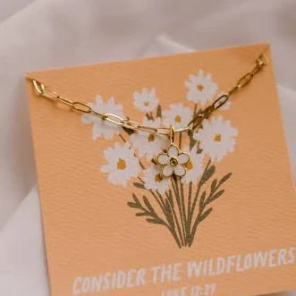 accessory 14kt Gold Plated Wildflower Charm Necklace Dear Heart $28.99