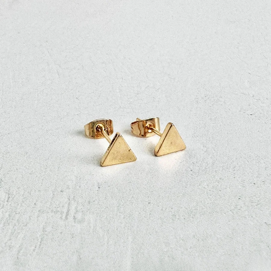 accessory 18K Gold Triangle Stud Earrings RusticGemJewelry $20