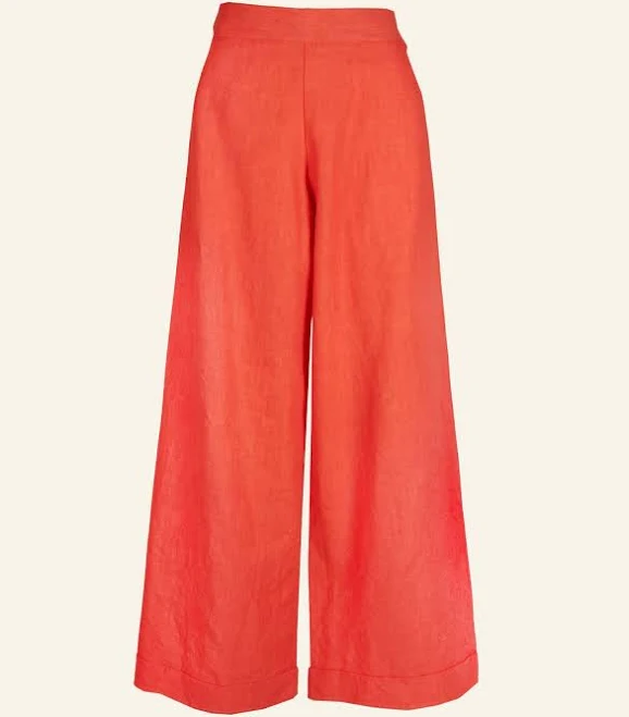 palazzo pants 1930s High-Waisted Linen Wide Leg Trousers Palava $156.57