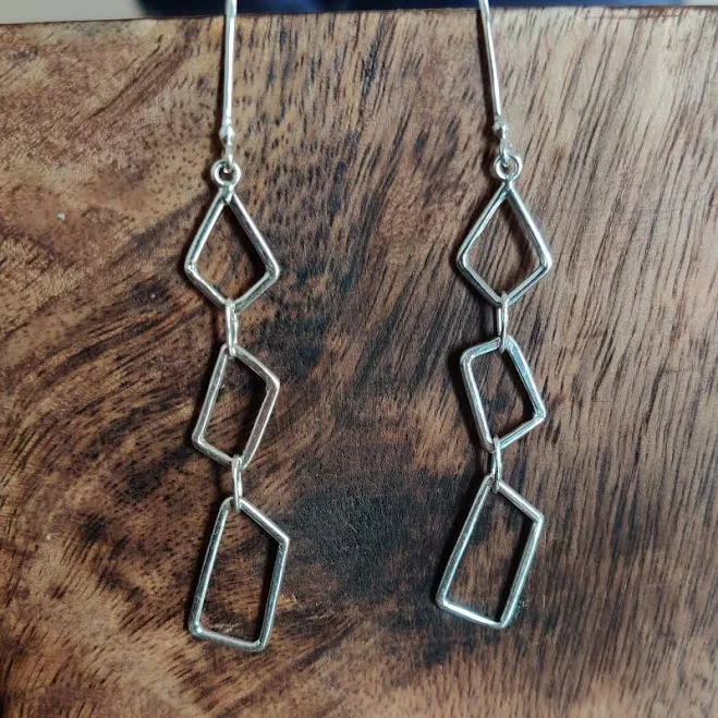 accessory 925 Sterling Silver Geometric Drop Earrings Etsy - CustomizedJewellery $76.72