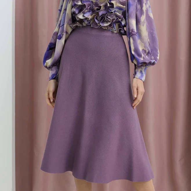 skirt A-Line Knit Midi Skirt Chicwish $39.9