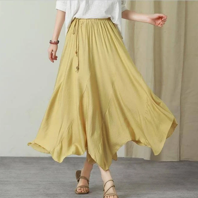 skirt A-Line Linen Midi Skirt Etsy - xiaolizi $39.6