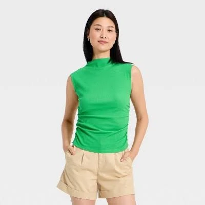 top A New Day Women's Slim Fit Ribbed Mock Neck Tank Top Target $15