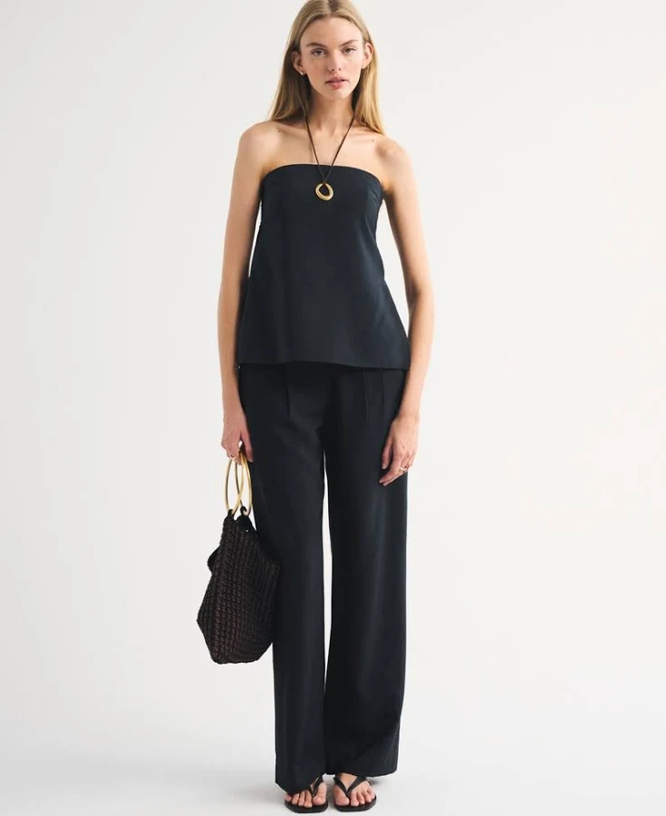 bottom Abercrombie & Fitch Women's Sloane Crepe Tailored Wide Leg Pants Abercrombie & Fitch $90