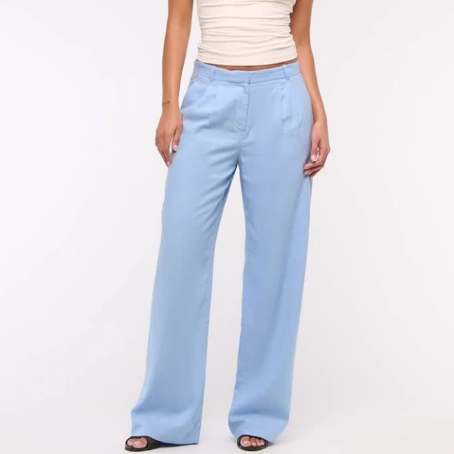 culottes Abercrombie & Fitch Women's Sloane Low Rise Linen-Blend Pants Abercrombie & Fitch $24.97