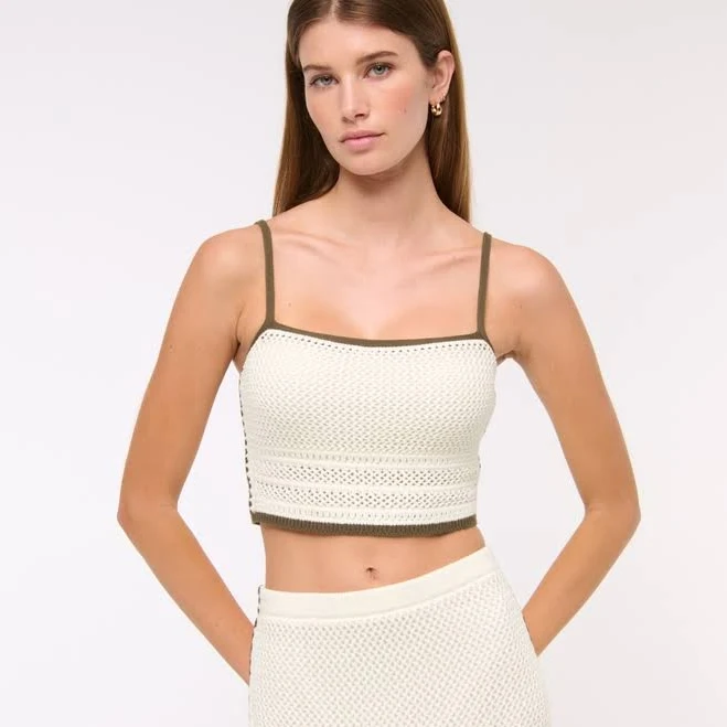 top Abercrombie & Fitch Women's Square Neck Crochet-Style Bra Top Abercrombie & Fitch $26.99