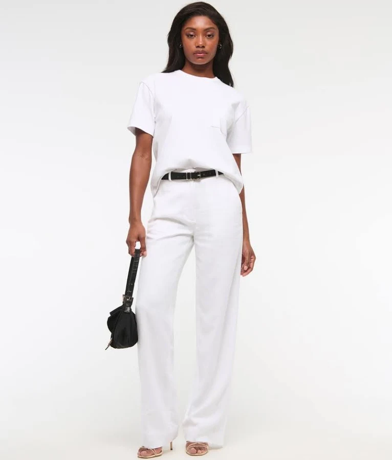 bottom Abercrombie & Fitch Women's Tailored Linen-Blend Wide Leg Pants Abercrombie & Fitch $24.97