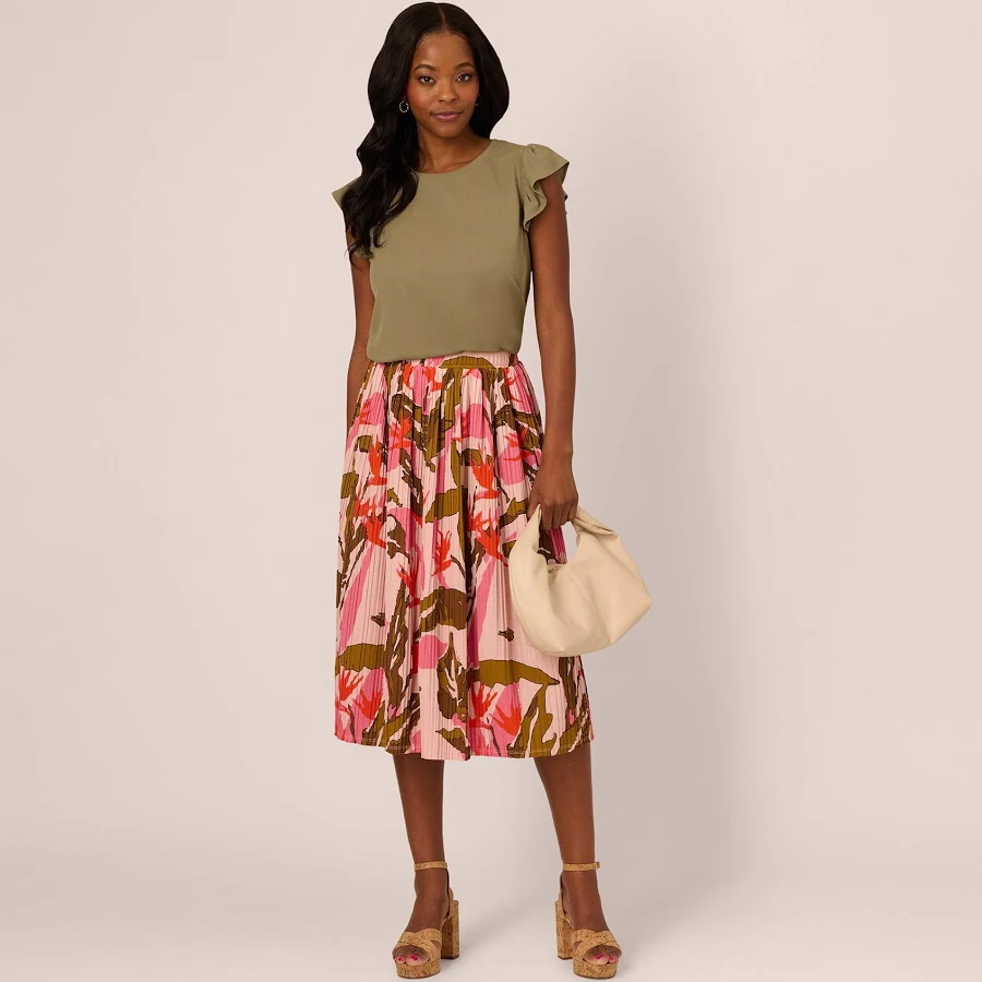 skirt Adrianna Papell Women's Slit Pleated Midi Skirt Adrianna Papell $29.97