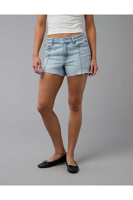 bottom AE Strigid Women's Super High-Waisted Relaxed Denim Shorts American Eagle Outfitters $17.98