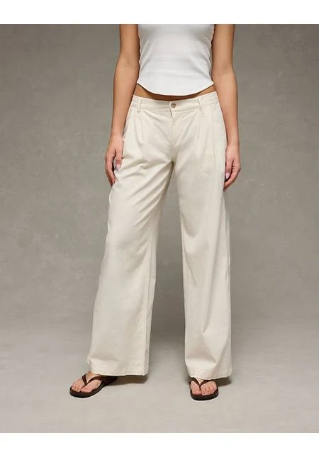 trousers AE Women's Low-Rise Linen-Blend Trousers American Eagle Outfitters $48.96