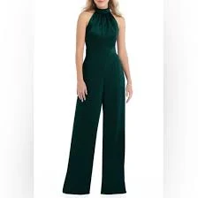 jumpsuit After Six Halter Neck Satin Charmeuse & Crepe Jumpsuit in Evergreen at Nordstrom Poshmark $125