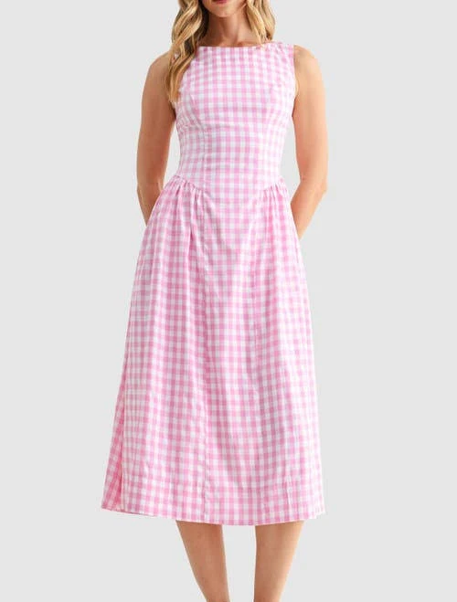 sundress All in Favor Women's Gingham Fit & Flare Midi Dress Nordstrom $74