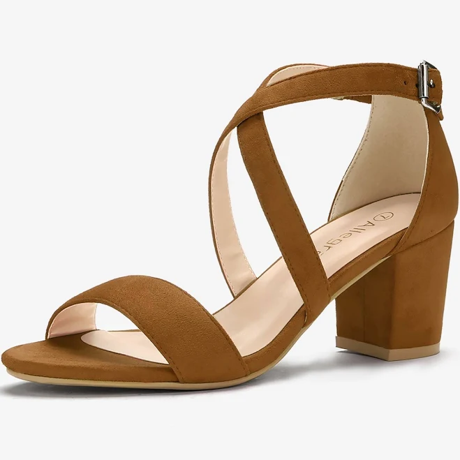 shoes Allegra K Crisscross Faux Suede Ankle Strap Block Heel Sandals Allegra K $51.74