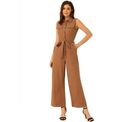 jumpsuit Allegra K Women's Collared Wide Leg Tie-Waist Cargo Jumpsuit Target $48.39