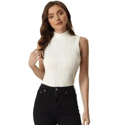 top Allegra K Women's Sleeveless Mock Neck Ribbed Knit Tank Top Target $26.99