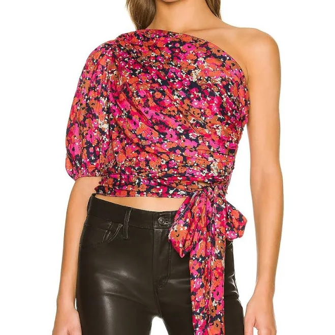 one shoulder top Amanda Uprichard Tops | Amanda Uprichard Pink And Orange Floral One-Shoulder Blouse | Color: Orange/Pink | Size: Xs | Stewarthodges_'s Closet Poshmark $40