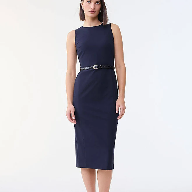 dress Ann Taylor Women's Belted Crew Neck Seasonless Stretch Sheath Dress Ann Taylor $132.3
