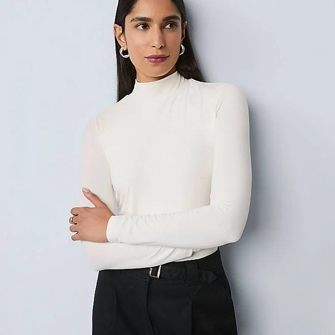 top Ann Taylor Women's Long Sleeve Mock Neck Top Ann Taylor $31.49