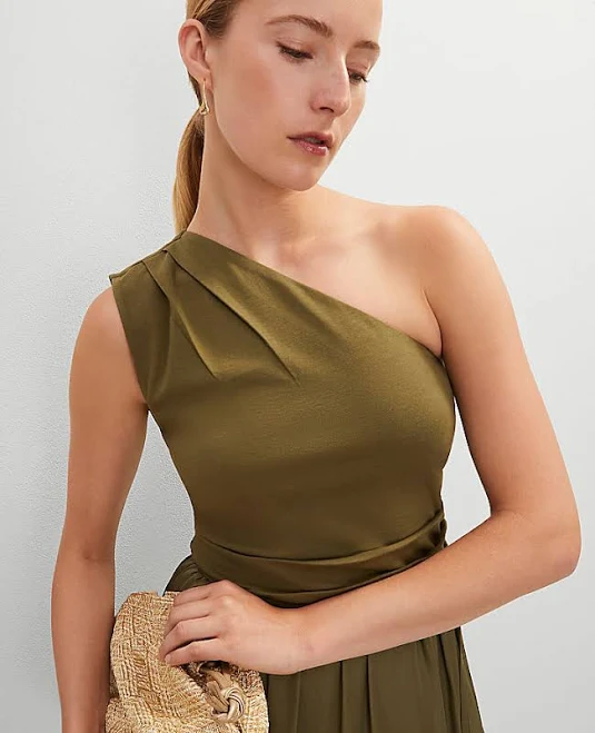 one shoulder top Ann Taylor Women's Petite Ruched One Shoulder Top Ann Taylor $19.94
