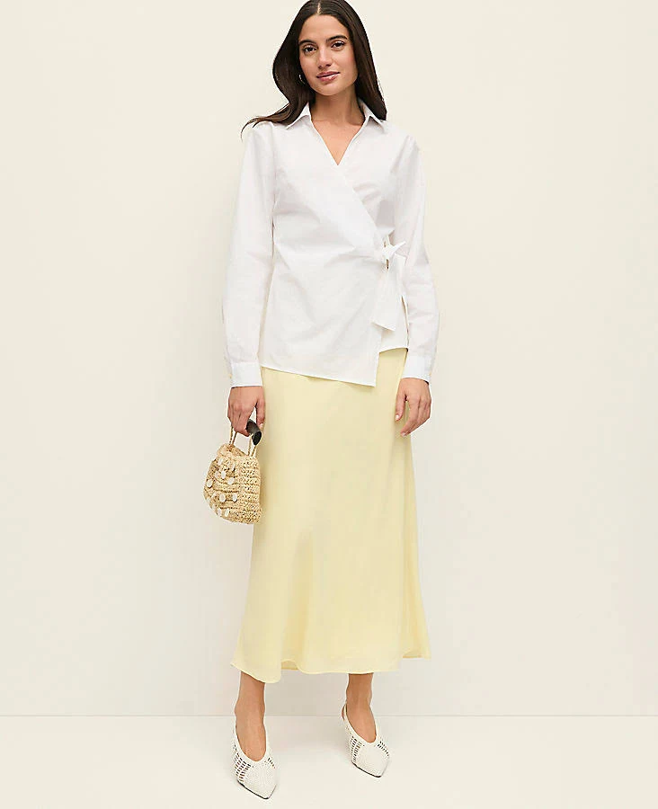 skirt Ann Taylor Women's Satin Bias Midi Slip Skirt Ann Taylor $129