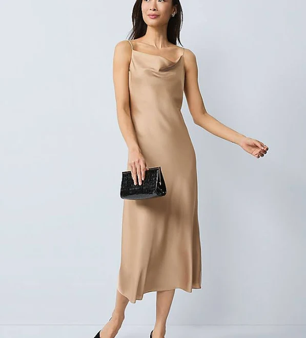 dress Ann Taylor Women's Satin Cowl Neck Slip Dress Ann Taylor $62.44