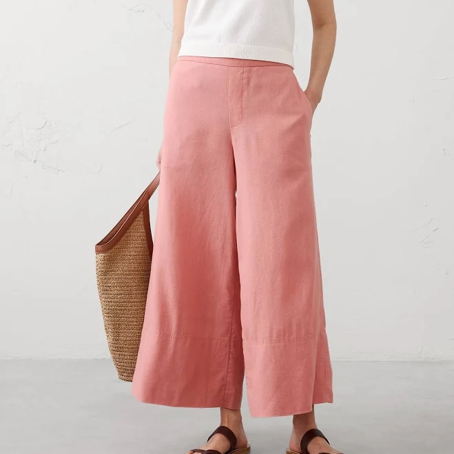 matching set Anyday Women's High-Rise Wide-Leg Linen-Blend Cropped Pants Banana Republic Factory $40