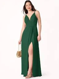 dress April Emerald Green V Neck Maxi Dress Azazie.com $59