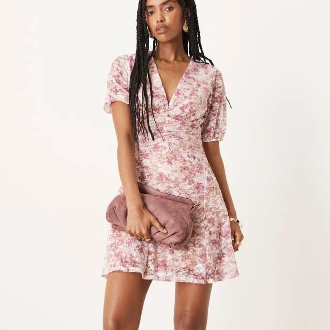 dress ASOS Puff Sleeve Floral Mini Tea Dress ASOS $47.99