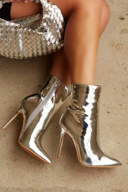 boots Azura Metallic Pointed Toe Ankle Boots Miss Lola $19.99