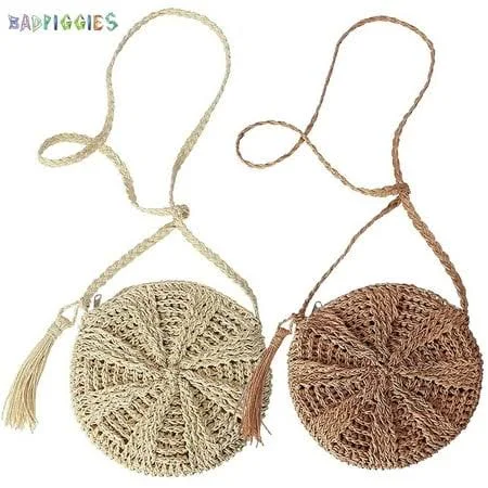 bag Badpiggies Women's Handmade Woven Straw Crossbody Bag with Tassels (Crochet) Walmart - BAD PIGGIES & CO $9.99