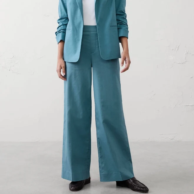 clothes Bahama Bay Women's High-Rise Wide-Leg Linen-Blend Pants Banana Republic Factory $60