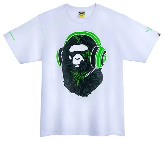 top Bape x Razer Neon Camo Ape Head Tee StockX $90