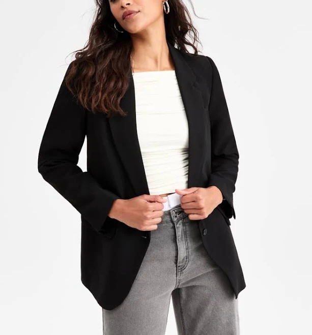 outerwear Bar III Women's Oversized Crepe Blazer Macy's $41.7