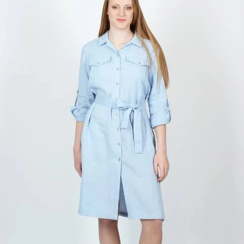 dress Below The Knee Linen Midi Shirt Dress with Waist Tie Belt and Side Pockets Etsy - Seller $107.04