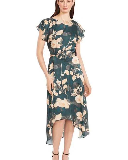 dress Betty in Printed Satin Midi Dress Maggy London $138