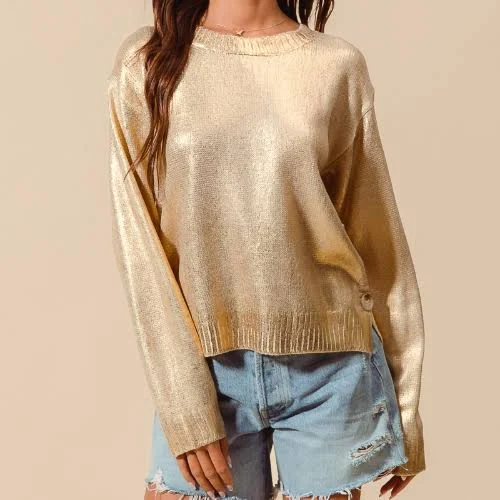sweater Bianca Metallic Foil Sweater Local Charm $36