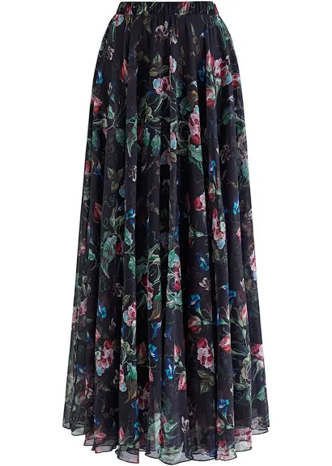 skirt Blooming Carnation Chiffon Maxi Skirt Chicwish $39.9