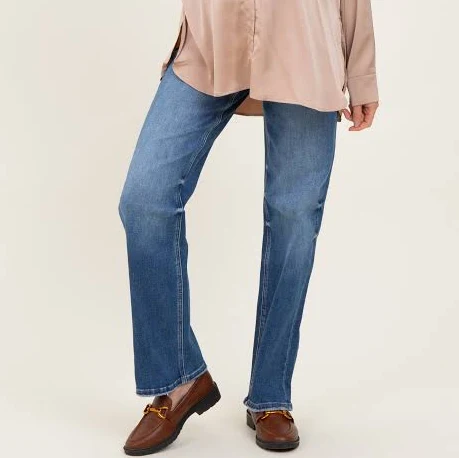 jeans Blue Relaxed Straight Leg Maternity Jeans PinkBlush Maternity $58