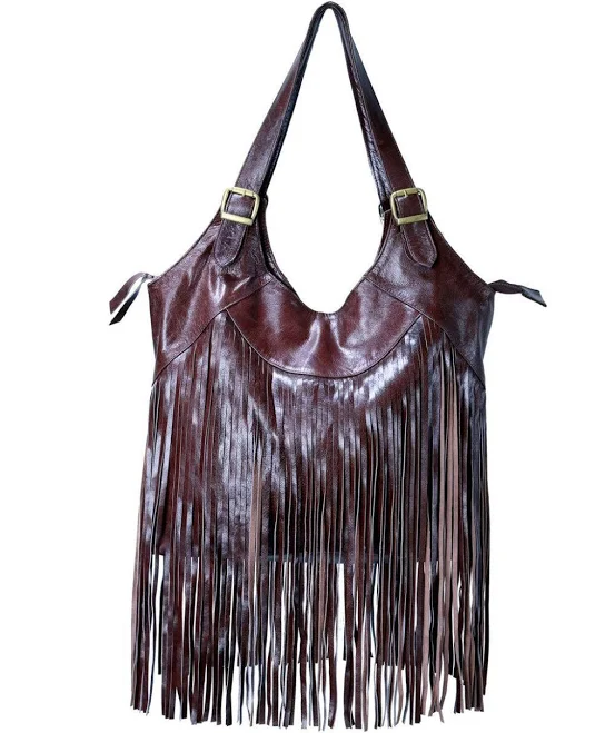 bag Boho Chic Leather Fringe Bag The World of Feathers $114
