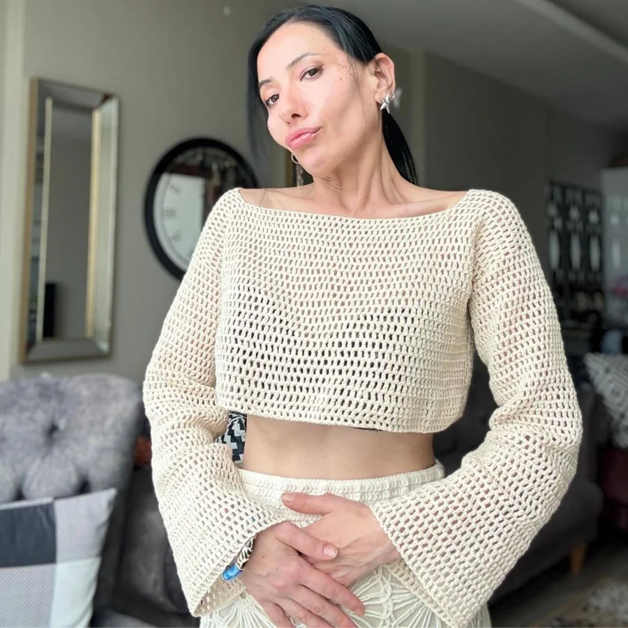 crop top Boho Open Knit Crochet Cotton Crop Top Etsy - Seller $70