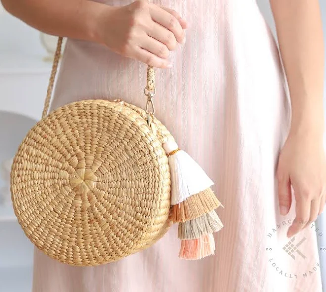 bag Boho Straw Crossbody Purse with Tassel and Moon Etsy - Seller $49